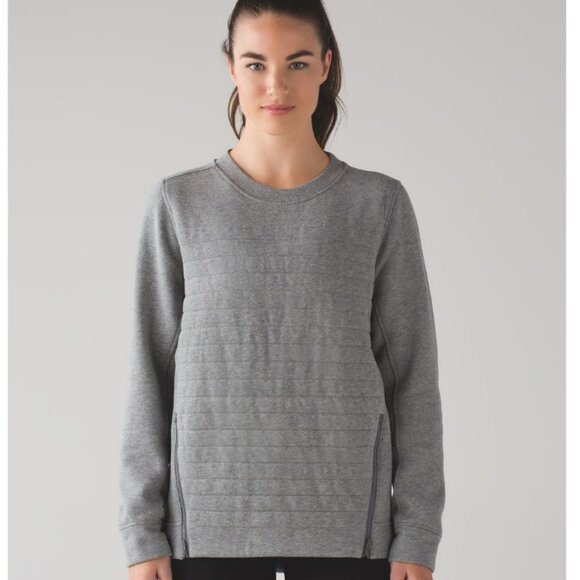 lululemon athletica Tops - Lululemon Fleece Be True Crew Heathered Medium Grey - Size 12 Pocket